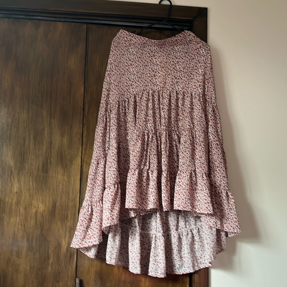 Ruffled floral maxi skirt